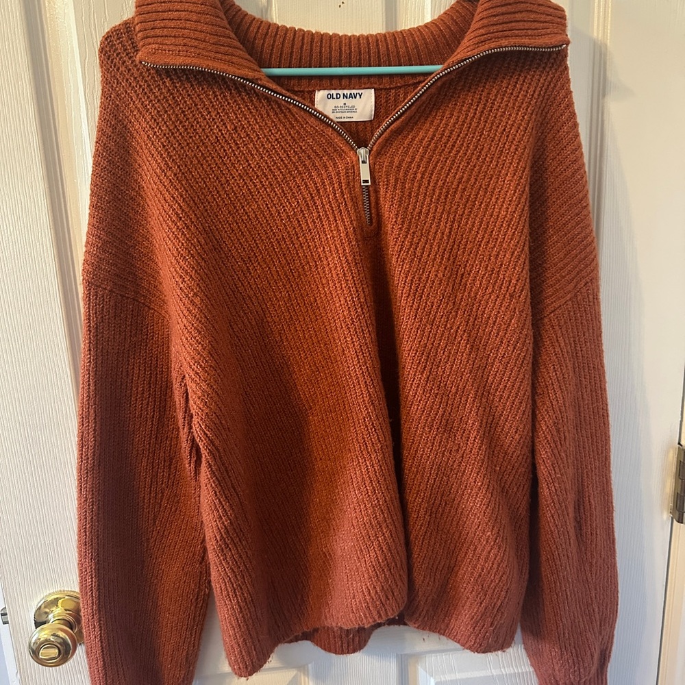 Old Navy Women's Quarter Zip Sweater in Rust